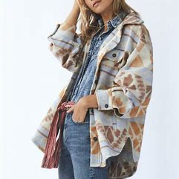 Free People Jacquard Sedona Combo Print Ruby Shacket in SZ L - Picture 14 of 16